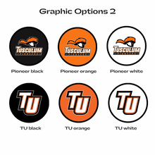 various Tusculum University Pioneers logos and graphics