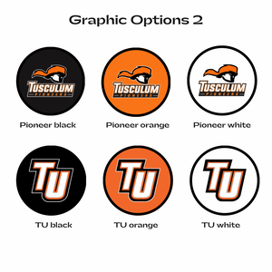 various Tusculum University Pioneers logos and graphics