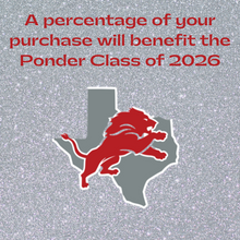 announcement stating a percentage of your purchase will benefit the Ponder Class of 2026