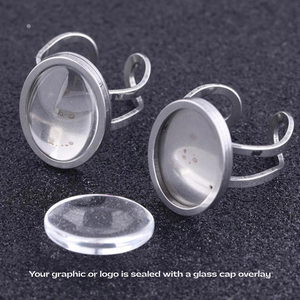 stainless steel bezel ring blanks with glass cabochons