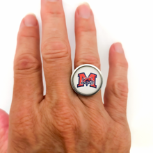 close up of woman wearing a McKinney Boyd broncos statement ring
