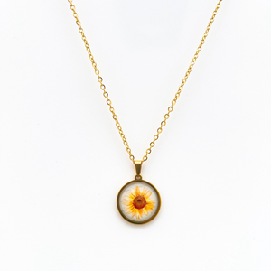 Stainless Steel Sunflower Pendant Necklace