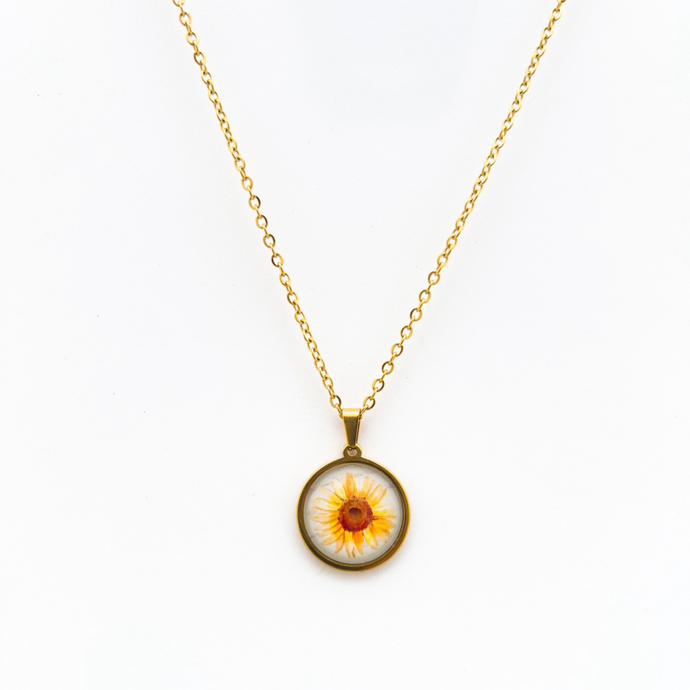 Stainless Steel Sunflower Pendant Necklace