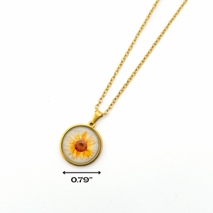 Stainless Steel Sunflower Pendant Necklace