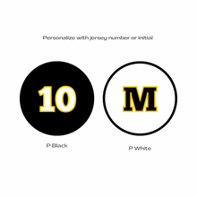 black and yellow number 10 and letter M