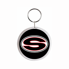 custom Sonoraville high school acrylic photo keychain in black red and white