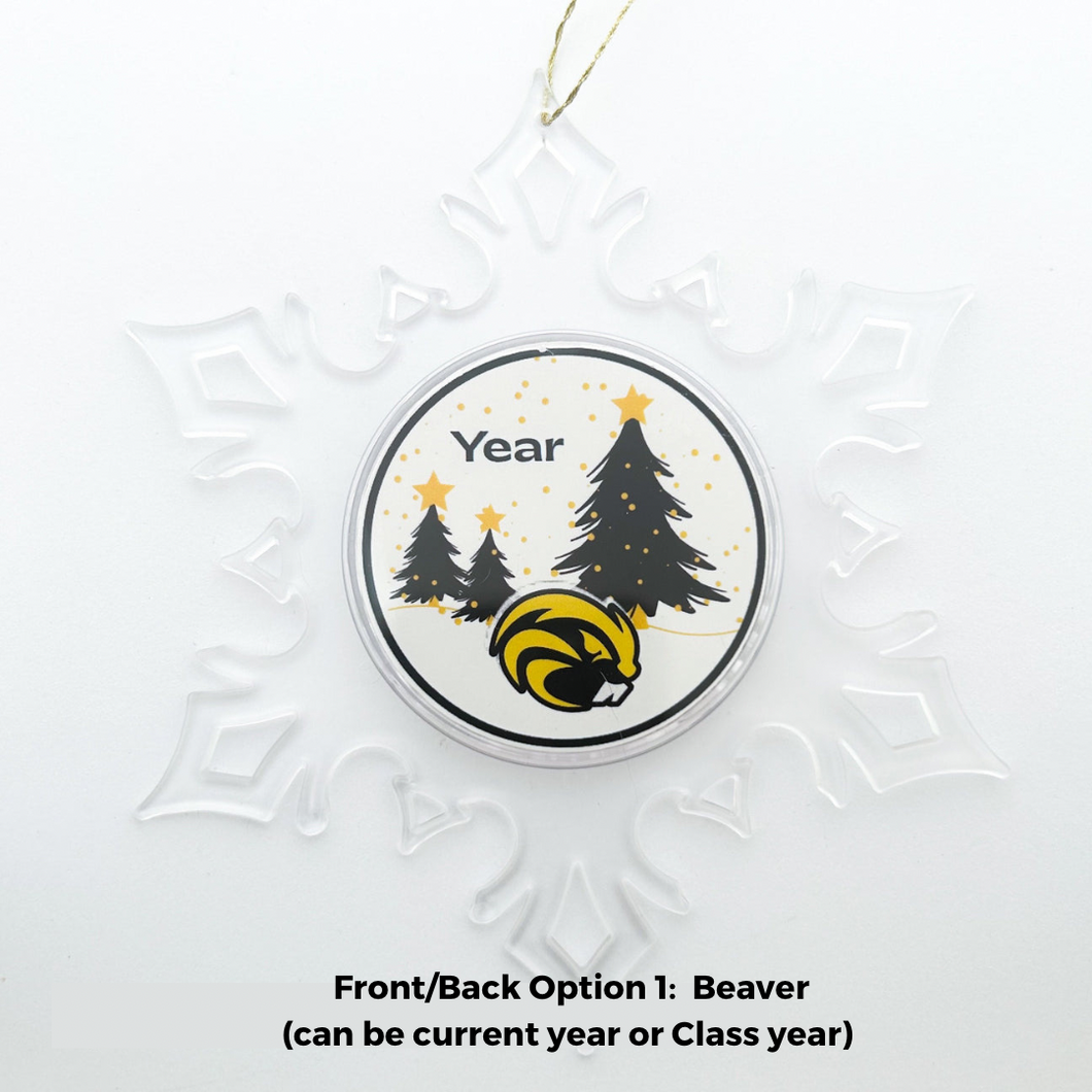 custom Riverside Beavers acrylic snowflake photo ornament