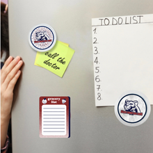 custom Fridge magnets with Maus Mountain lions logo and graphics  including a 'call the doctor' note and 'grocery list' 