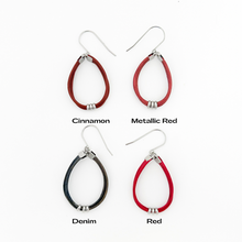 set of 4 leather cord hoop earrings with stainless steel accents and titanium ear wires

