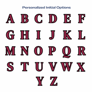 capital letters of the alphabet in maroon and black DM Serif display font