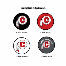 Four Chattooga Logos and graphic options in red, black, white, and grey