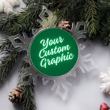custom  personalized acrylic snowflake Christmas ornament with pine tree and pine cones background