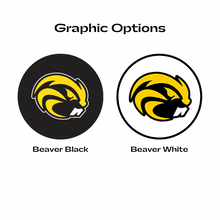 pair of Riverside beaver head logos one with black background and one with white background
