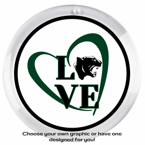 custom black panthers love acrylic disc ornament in black and green