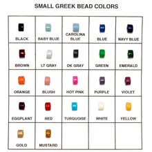 various small ceramic greek tube beads color chart
