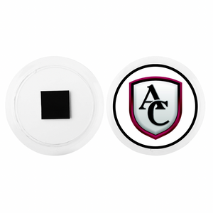 Personalized acrylic photo magnet featuring the Archbishop Curley high school logo with white background