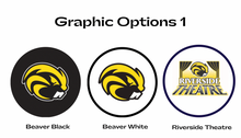 set of 3 Riverside Beavers high school logos and graphics in black, gold, and white