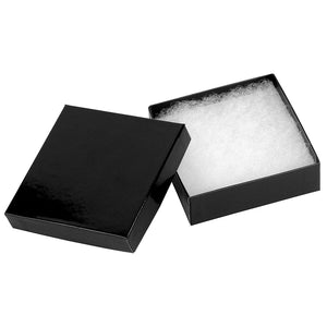 3" x 3" black square jewelry gift box with cotton fill