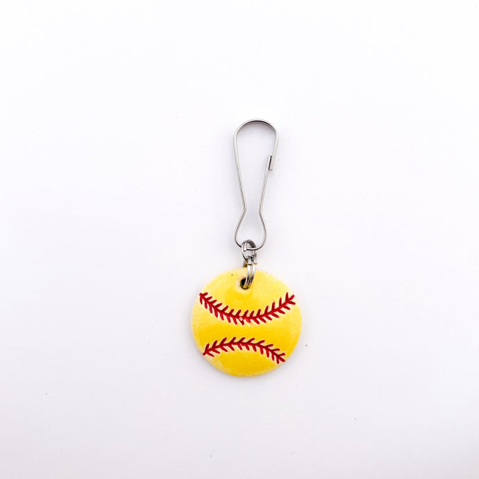 ceramic softball zipper pull