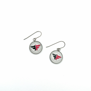 stainless steel Frisco Flyers drop earrings with titanium ear wires