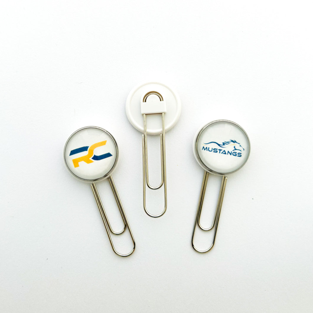 custom stainless steel Raymond Central High School paper clip book marks