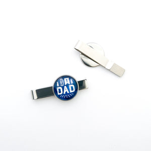 custom stainless steel No 1 Dad tie clip in blue