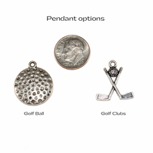 silver golf pendant charms
