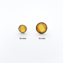 10 mm and 14 mm stainless steel softball stud earrings