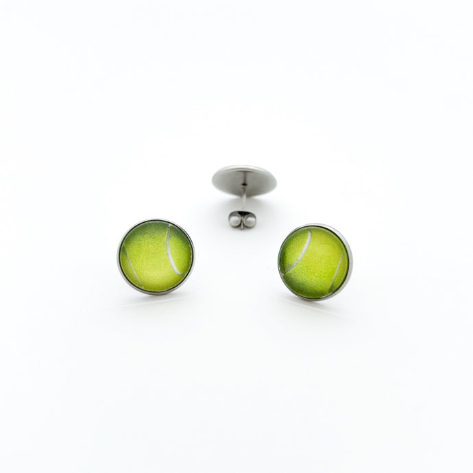 14 mm stainless steel tennis ball stud earrings