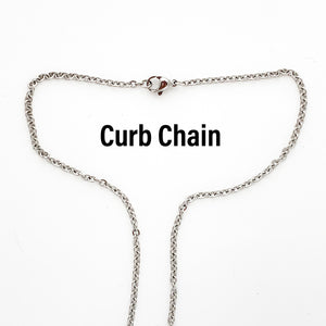 stainless steel curb chain necklace with lobster clasp