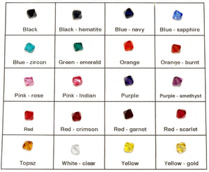 6 mm Swarovski crystal bicone beads color chart