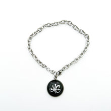 stainless steel black and white XC country charm curb chain bracelet