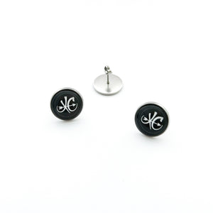 stainless steel black XC cross country running stud earrings