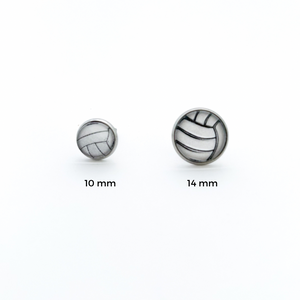 10 mm and 14 mm stainless steel volleyball stud earrings