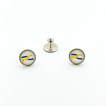 custom stainless steel Raymond Central 14mm round stud earrings