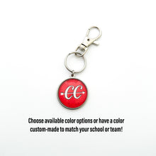 stainless steel CC cross country keychain in red