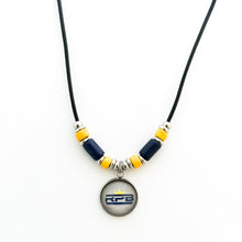 custom McKinney High School Royal pride band leather cord necklace with navy and blue beads