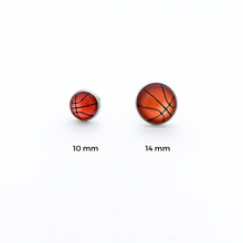 10 mm and 14 mm stainless steel basketball stud earrings