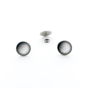 14 mm stainless steel golf stud earrings