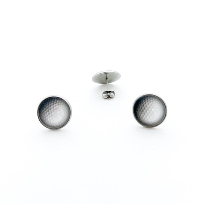 14 mm stainless steel golf stud earrings