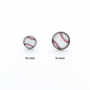 10 mm and 14 mm stainless steel baseball stud earrings