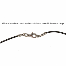 black leather cord with stainless steel lobster claw clasp