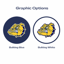 2 olmsted falls bulldogs mascot head logos in yellow with navy and white backgrounds