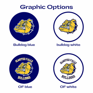 set of 4 olmsted falls bulldogs logos and graphics in blue yellow gold and white
