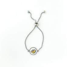 custom stainless steel adjustable slide bracelet with olmsted falls bulldog charm in navy and yellow 