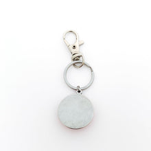 back view of a stainless steel keychain with a keyring and swivel clip