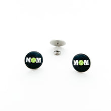 hand made 14 mm stainless steel Tennis MOM stud earrings 