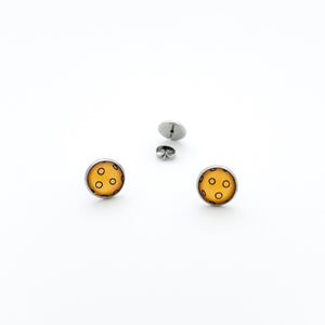 10 mm stainless steel pickleball stud earrings in yellow
