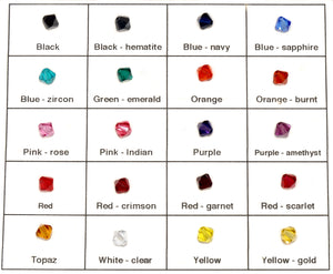 6mm Swarovski crystal bicone beads color chart