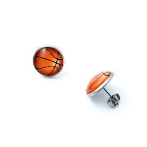 stainless steel basketball stud earrings